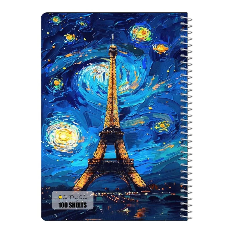 دفتر مشق 100 برگ سیمی کارنیکا طرح شب پرستاره فانتزی ون گوگ Fantasy Starry Night Van Gogh کد 13118