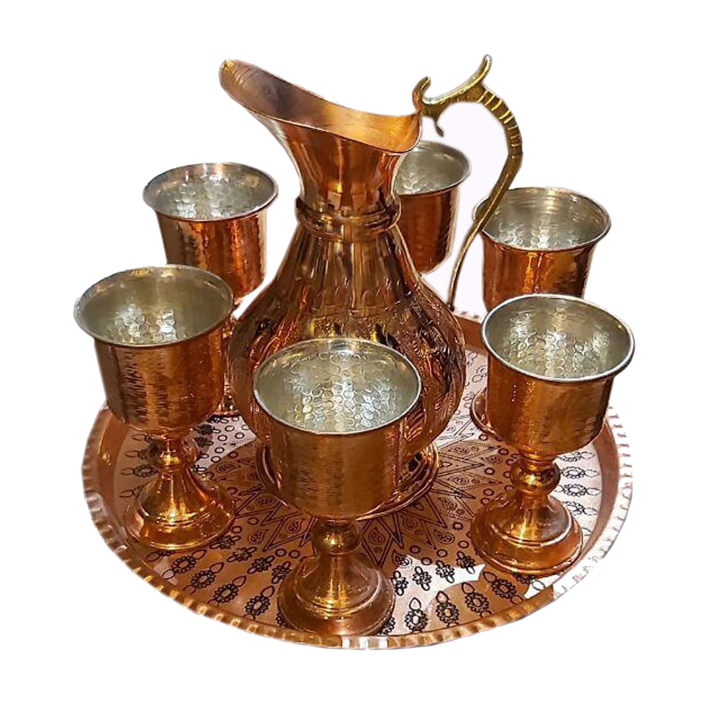 ست 8 تکه پارچ و جام مسی کد 5849