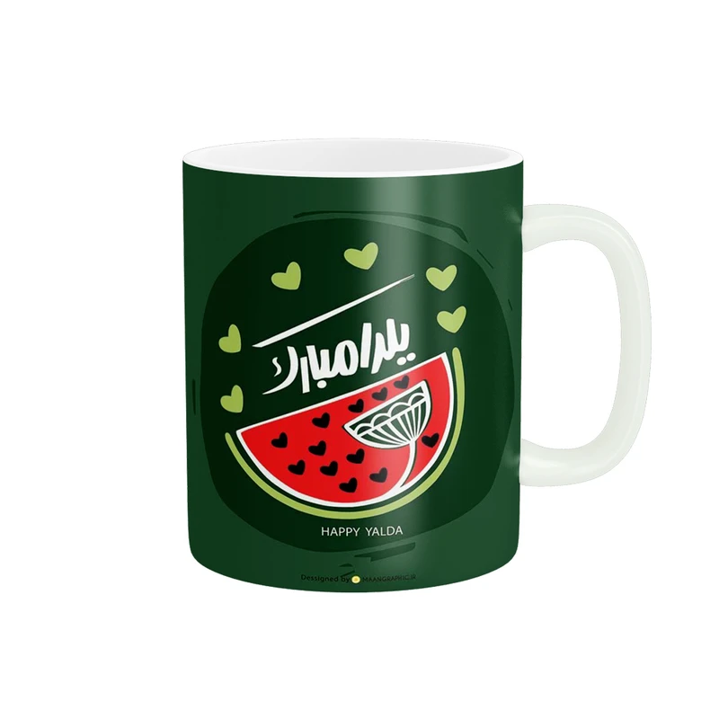 ماگ پادآفرین مدل شب یلدا طرح یلدا مبارک کد p1189