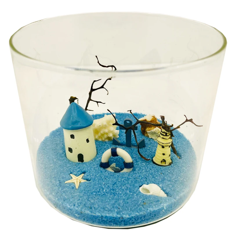 ماکت دکوری مدل استوانه آکواریومی مینیاتوری طرح دریای عشق 