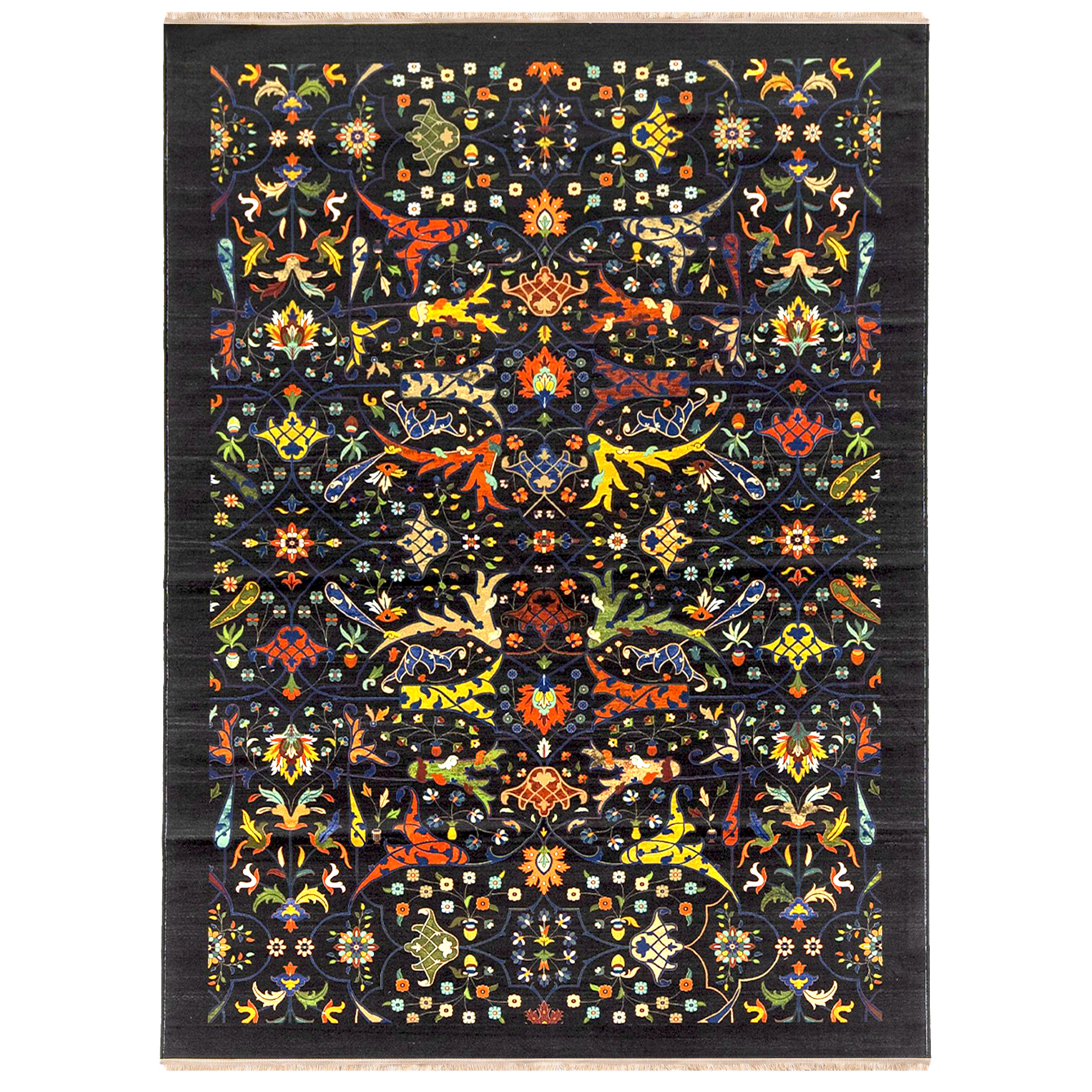 فرش ماشینی مرینوس طرح رها کد 1.00004 زمینه مشکی