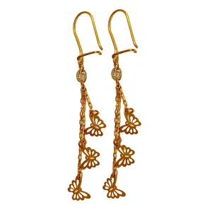 گوشواره طلا 18 عیار زنانه مدل آویز پروانه کد 80