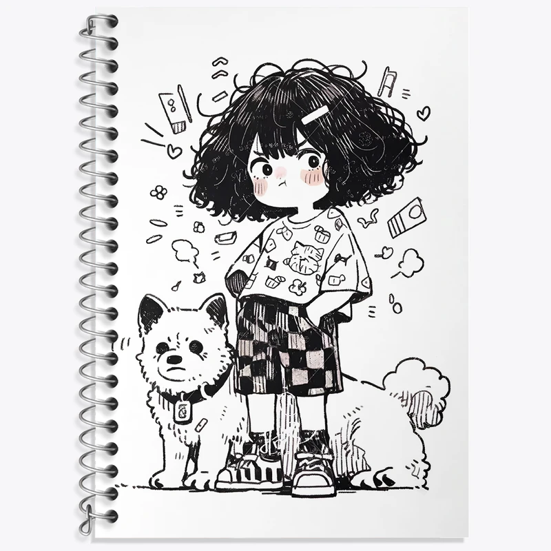 دفتر لغت 50 برگ خندالو طرح دختر و سگ کد N3023