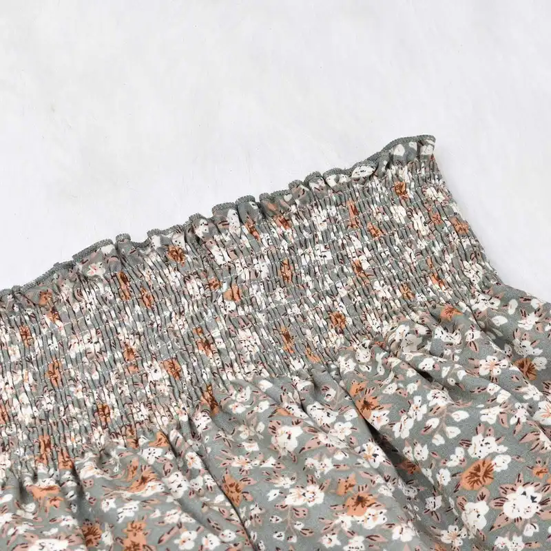 دامن چین‌دار زنانه دل آویز مدل H386 رنگ زیتونی