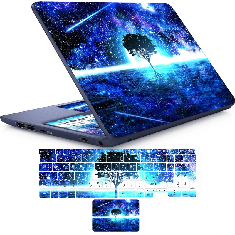 استیکر لپ تاپ راتیانا مدل space tree مناسب برای لپ تاپ 15 تا 17 اینچ به همراه برچسب حروف فارسی کیبورد