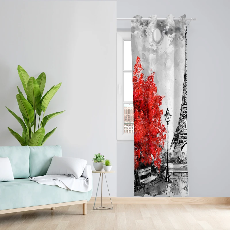 پرده طرح ایفل مدل مخمل پانچی کد L 348 Z سایز 140x200 سانتی متر