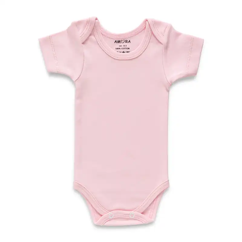 بادی آستین کوتاه نوزادی دخترانه مدل plain مجموعه 3 عددی