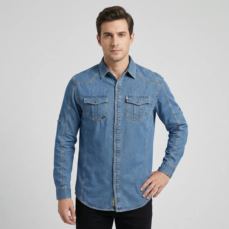 پیراهن آستین بلند یقه برگردان مردانه مدل می سی دو کد 21094387