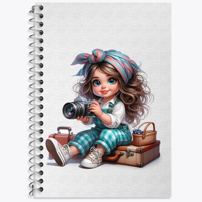 دفتر زبان 50 برگ خندالو مدل سه خط طرح دختر عکاس کد F5534