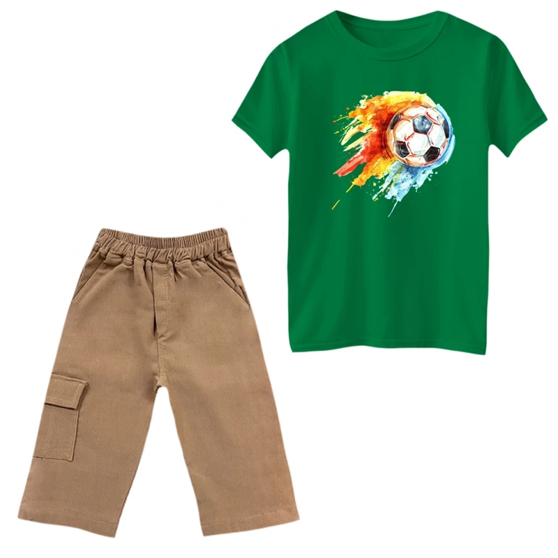 ست تی‌شرت و شلوارک پسرانه مدل فوتبال کد 1