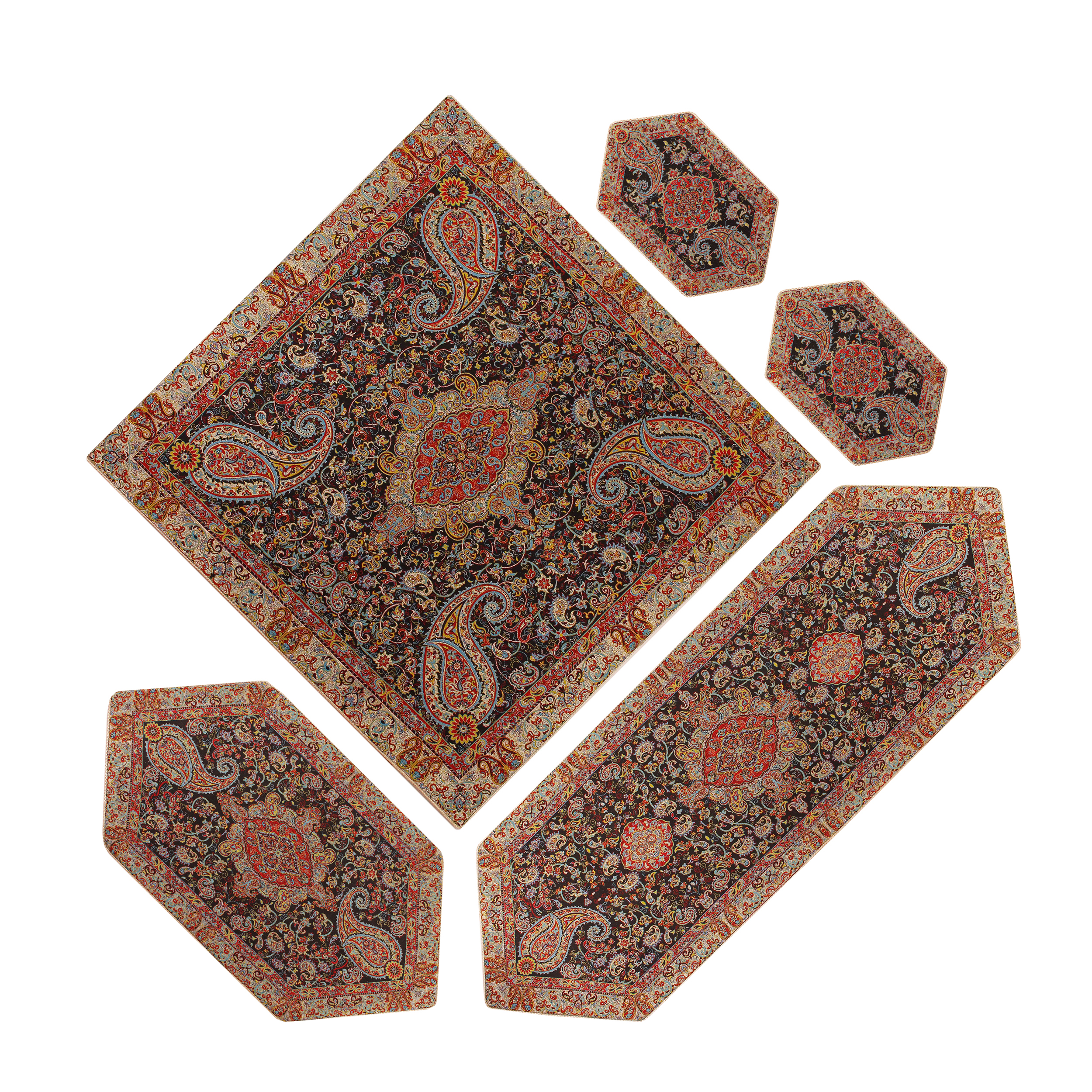 ست 5 تکه رومیزی ترمه مدل سالار کد salarsr-1007