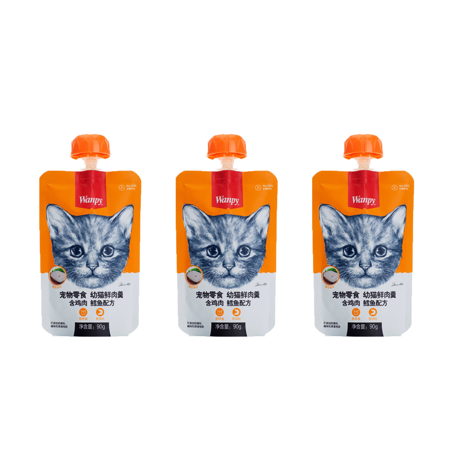 پودینگ گربه ونپی مدل chinese series طعم ماهی کاد و  مرغ بسته 3 عددی وزن 270 گرم