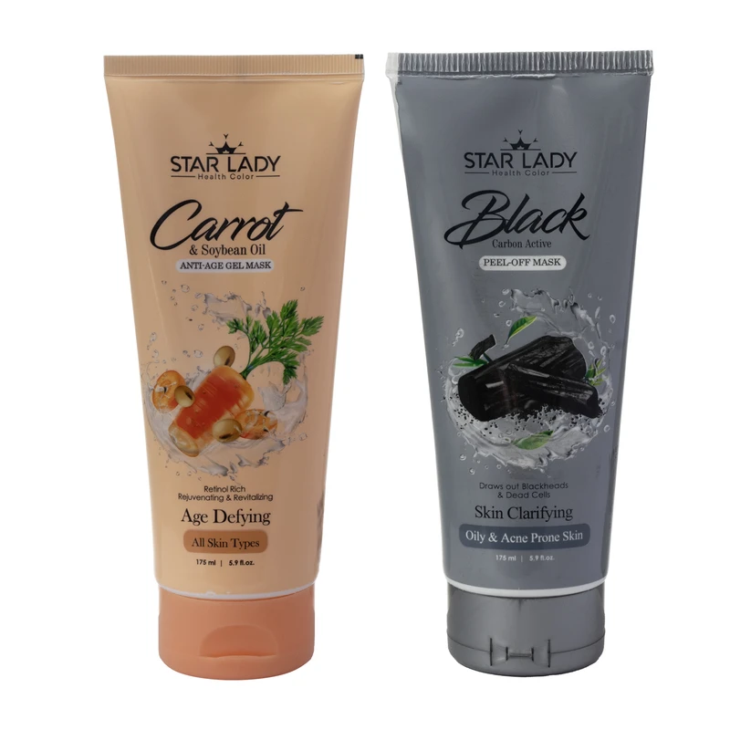 ماسک صورت استارلیدی مدل ذغال فعال به همراه ژل ماسک صورت استارلیدی مدل دانه سویا حجم 175 میلی لیتر