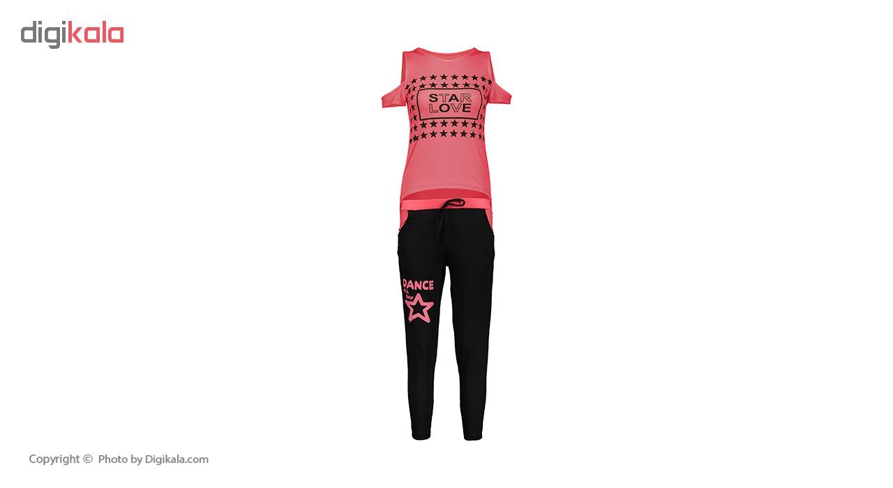 ست تی شرت و شلوار ورزشی زنانه مدل Star-ِD-BR - - 62