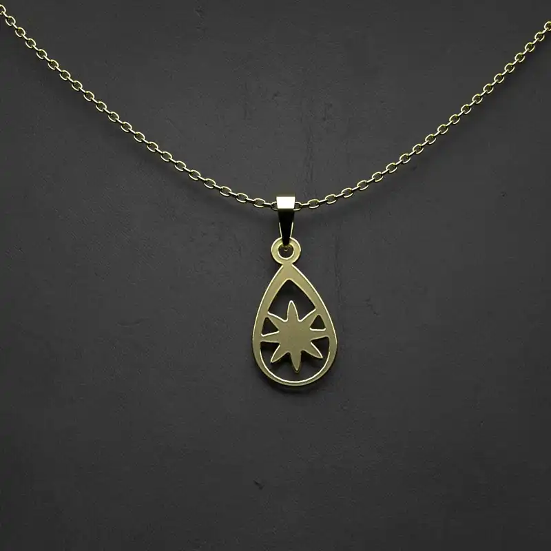 گردنبند طلا 18 عیار زنانه مدوپد مدل  طرح اشک و ستاره کد MM1159