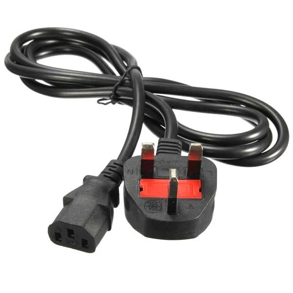 کابل برق سه پین منبع تغذیه کامپیوتر مدل BS1363فیوز دار طول 1.8 متر