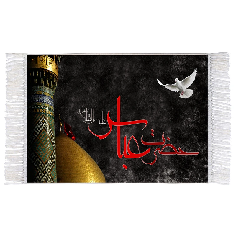 فرش ماشینی دیوارکوب اطلس آبی مدل حضرت عباس کد T4659