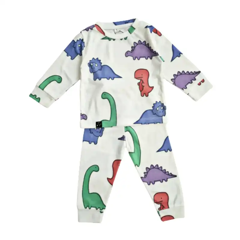 ست تیشرت آستین بلند و شلوار بچگانه مدل دایناسور