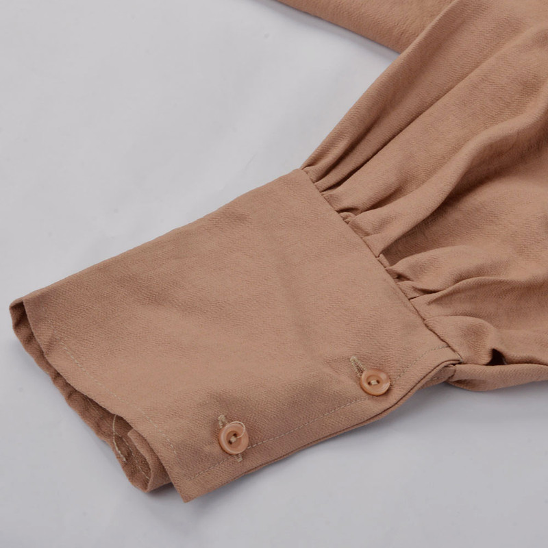 شومیز آستین بلند زنانه دکسونری مدل 256004009 جیب دار گلدوزی رنگ کرم