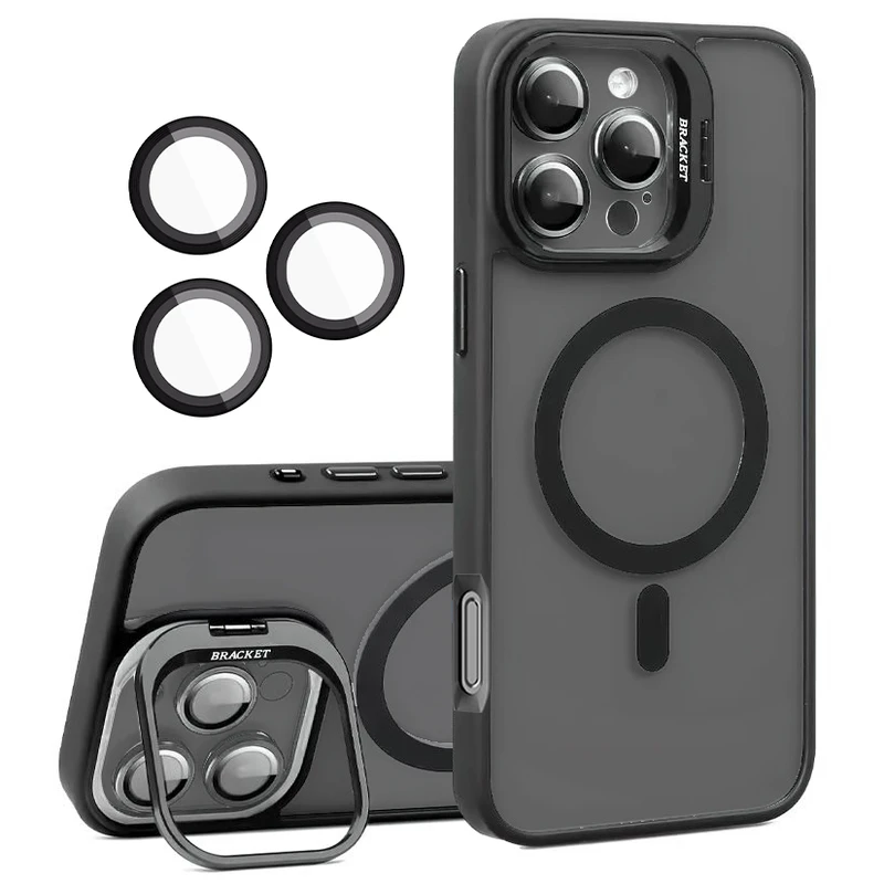 کاور بادیگارد مدل Bracket مناسب برای گوشی موبایل اپل iPhone 16 Pro Max به همراه محافظ لنز