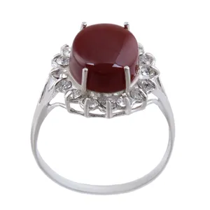 انگشتر نقره زنانه بازرگانی میلادی مدل عقیق جواهری کد AW_598