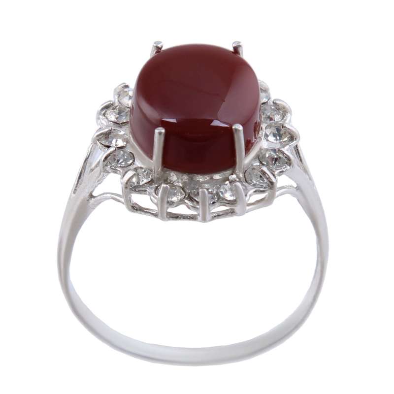 انگشتر نقره زنانه بازرگانی میلادی مدل عقیق جواهری کد AW_598