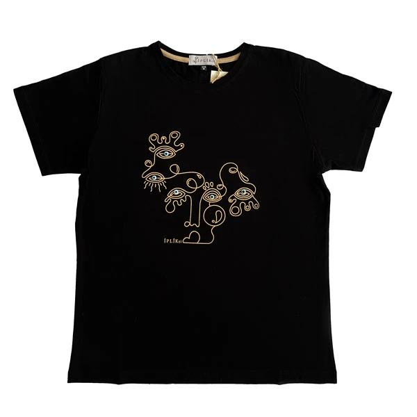 تی شرت آستین کوتاه زنانه ایپلیک زی مدل چشم نظر کد IP53.4