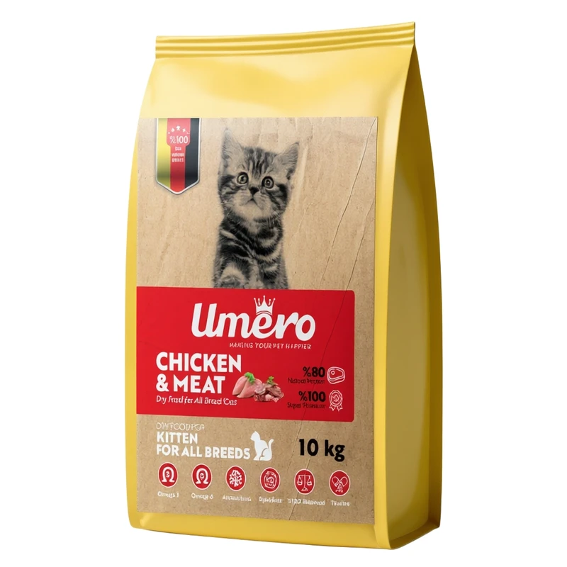 غذا خشک گربه نابالغ اومرو مدل 03 طعم گوشت و مرغ وزن 10 کیلوگرم