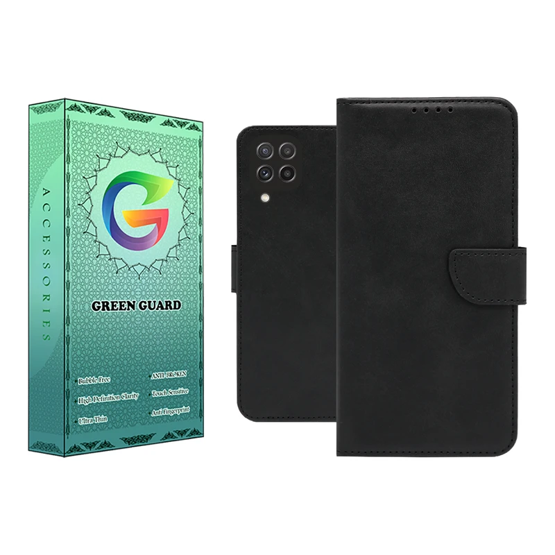 کیف کلاسوری گرین گارد مدل چرمی مگنتی کد Black-BB101 مناسب برای گوشی موبایل سامسونگ Galaxy A12 / M12 / F12