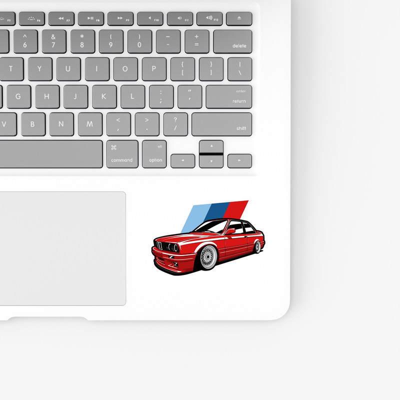استیکر لپ تاپ و موبایل بووم طرح ماشین مدل BMW E30 Classic کد KT26