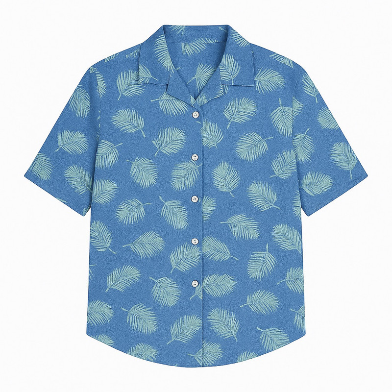 شومیز آستین کوتاه یقه برگردان زنانه مدل هاوایی