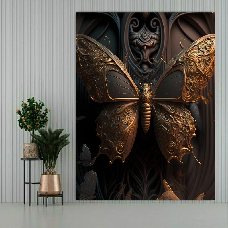 پوستر پارچه ای طرح پروانه مدل سه بعدی کد v65