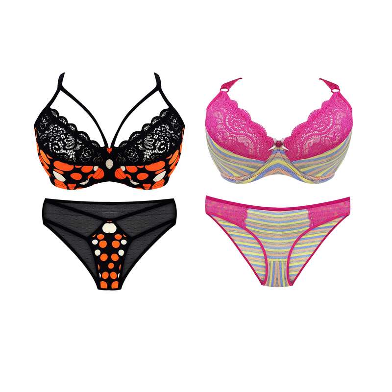 ست شورت و سوتین زنانه مدل راه راه و خالدار مجموعه 2 عددی