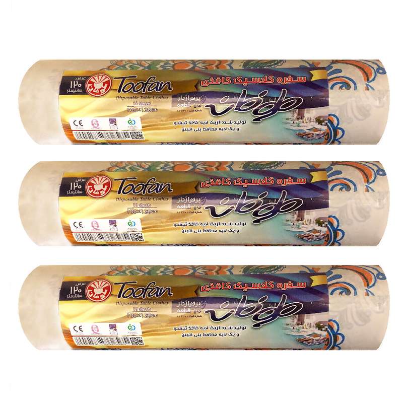  سفره یکبار مصرف طوفان کد x-351 رول 10 متری مجموعه 3 عددی