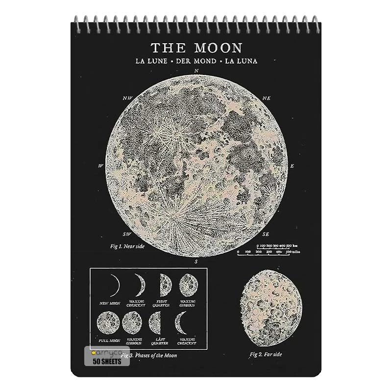 دفتر نقاشی 50 برگ سیمی کارنیکا طرح روزنامه وینتج ماه Vintage Newspaper Moon کد 55393