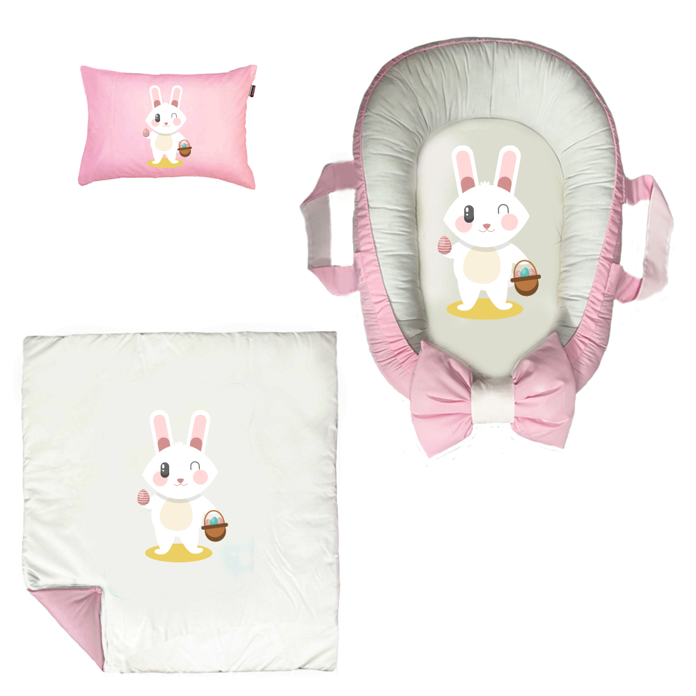 سرویس خواب سه تکه نوزاد مدل گارد محافظ دار طرح خرگوش کد 049