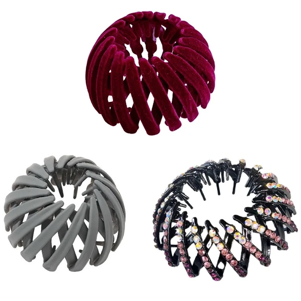 کلیپس مو زنانه مدل گوجه ای بسته سه عددی 