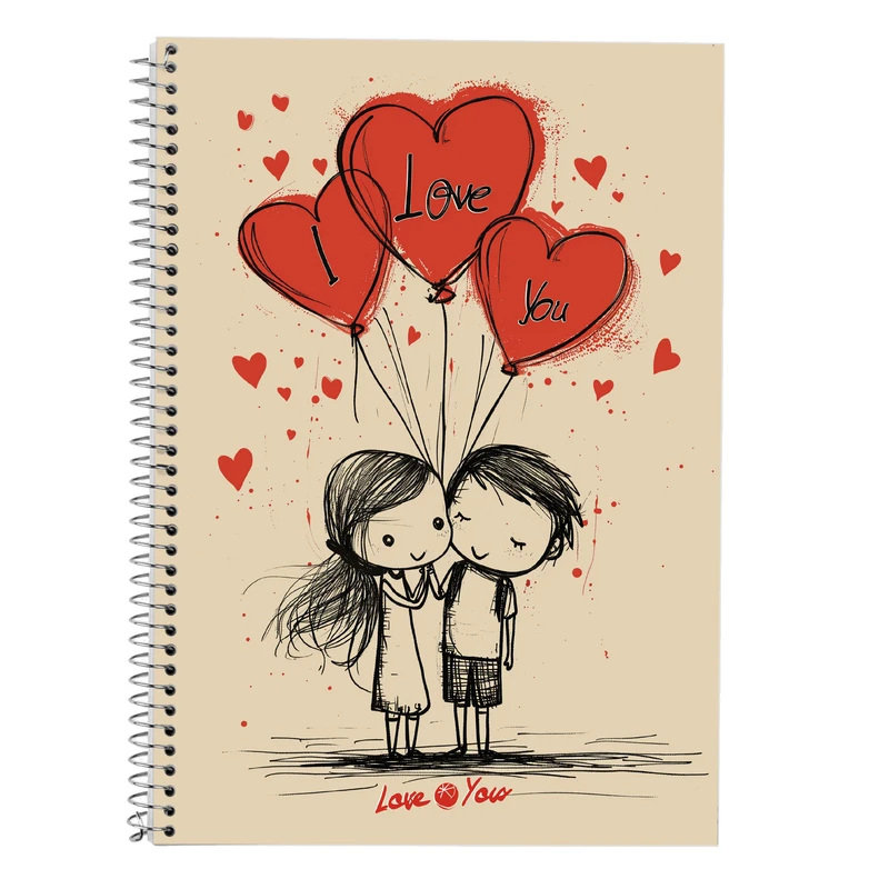 دفتر زبان 50 برگ مدوپد مدل دو خط طرح عاشقانه love کد DF14200