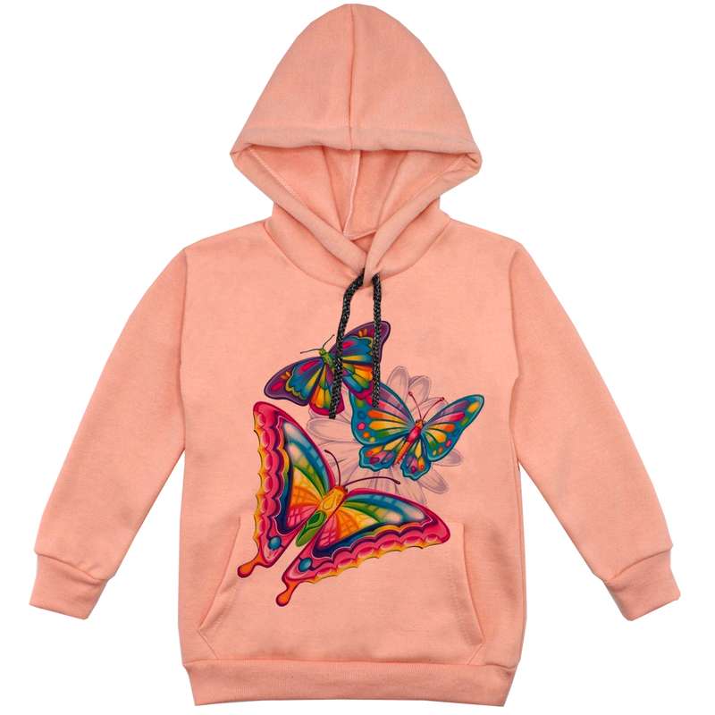 هودی دخترانه مدل پروانه کد F88 رنگ گلبهی