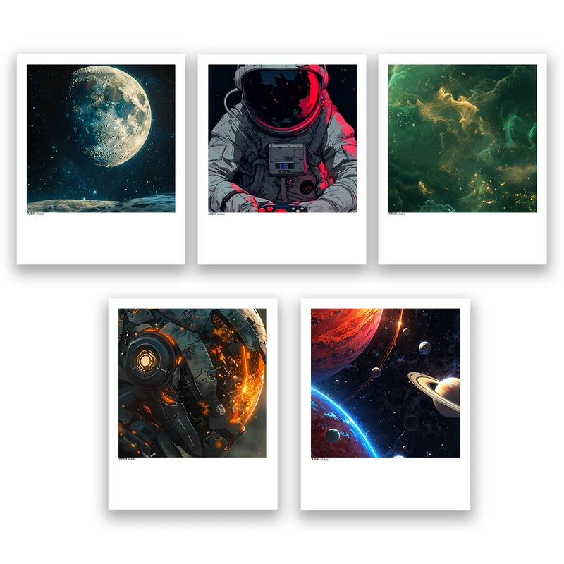 آویز تزیینی عرش مدل فانتزی فضا و کهکشان کد Asa1156 مجموعه پنج عددی