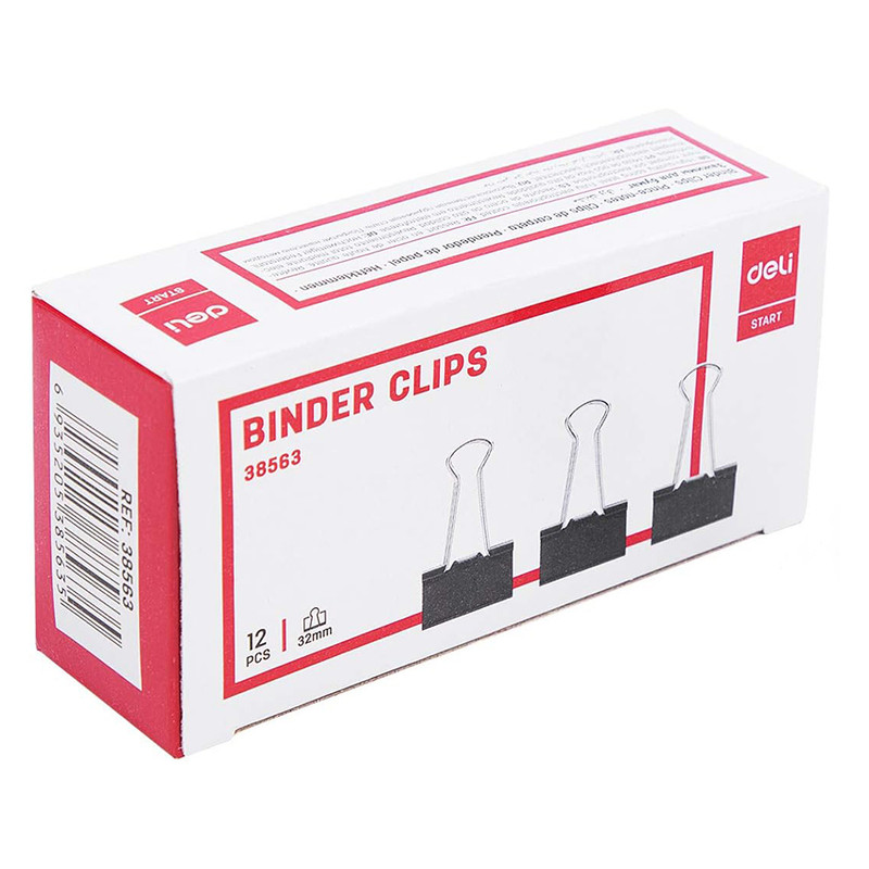 گیره کاغذ دلی مدل 38563 سایز 32 میل بسته 12 عددی