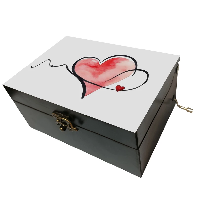 جعبه موزیکال مدل هندلی طرح عشق قلب کد 2036