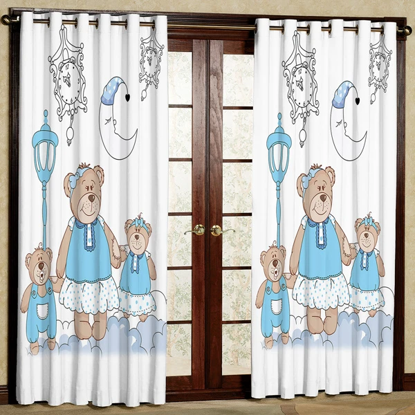 پرده مدل خرس چاپی هازان پانچی کد551 سایز 140x200سانتی متر
