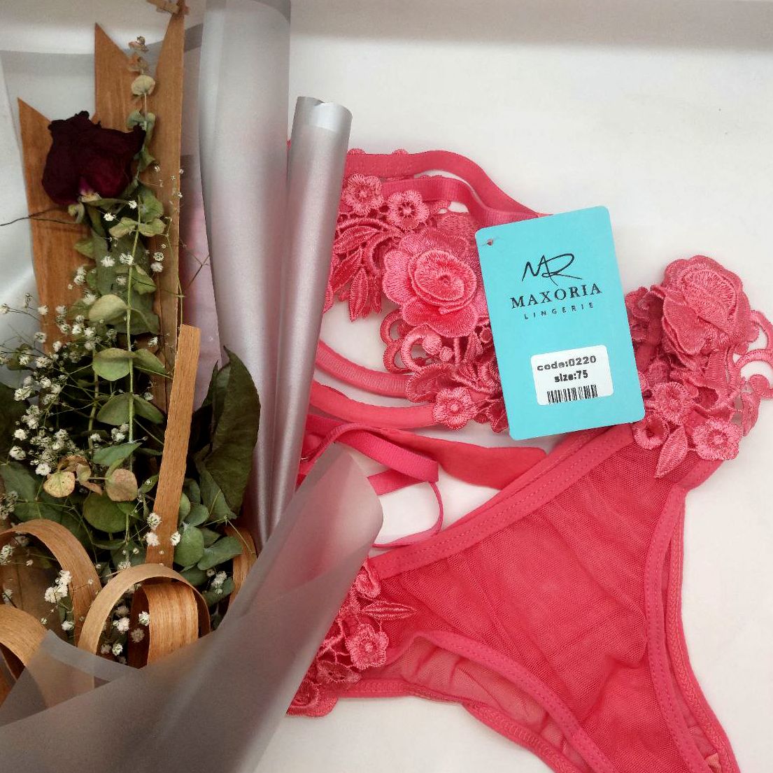 ست شورت و سوتین زنانه مکسوریا مدل انبرودی گلدانتل کد NKU MAX 02204 - - 7