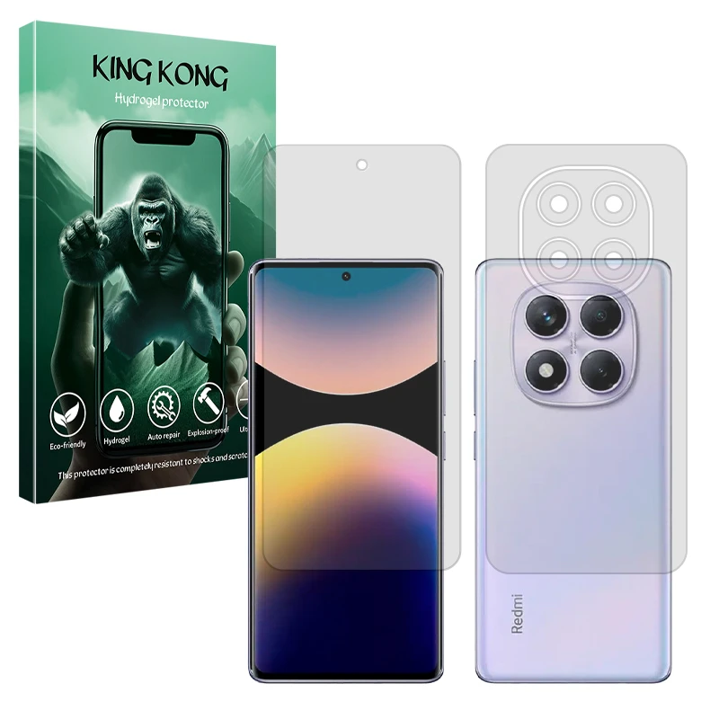محافظ صفحه نمایش شفاف کینگ کونگ مدل Tough مناسب برای گوشی موبایل شیائومی Redmi Note 14 Pro 4G به همراه محافظ پشت گوشی
