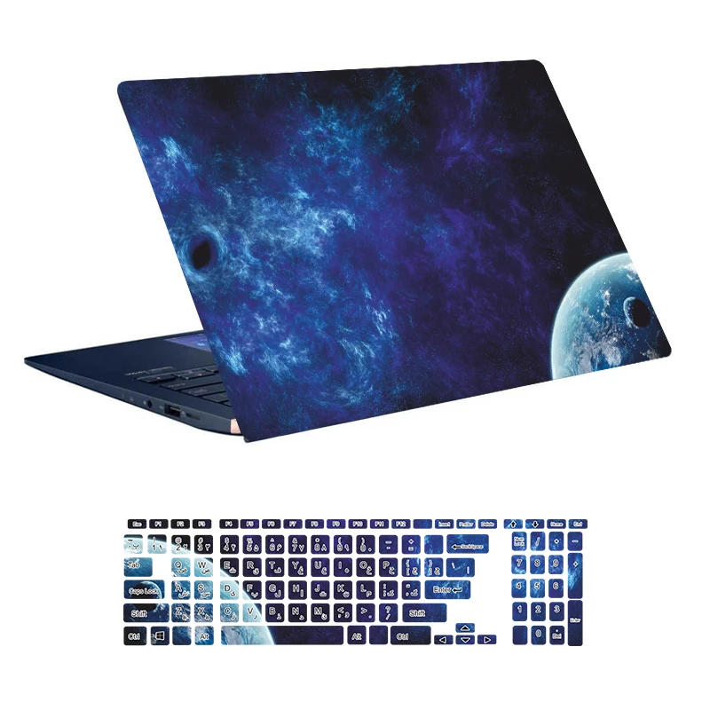 استیکر لپ تاپ توییجین و موییجین طرح Space کد 95 مناسب برای لپ تاپ 15.6 اینچ به همراه برچسب حروف فارسی کیبورد 