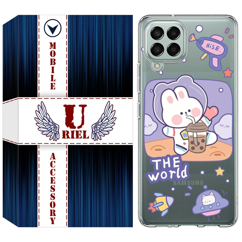 کاور یوریل قاب مدل Clear کد 8 طرح خرگوش فضانورد مناسب برای گوشی موبایل سامسونگ Galaxy A12 / A12 Nacho / M12 / F12