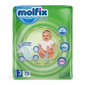 پوشک چسبی بچه مولفیکس مدل دوبل سایز 3 بسته 70 عددی 