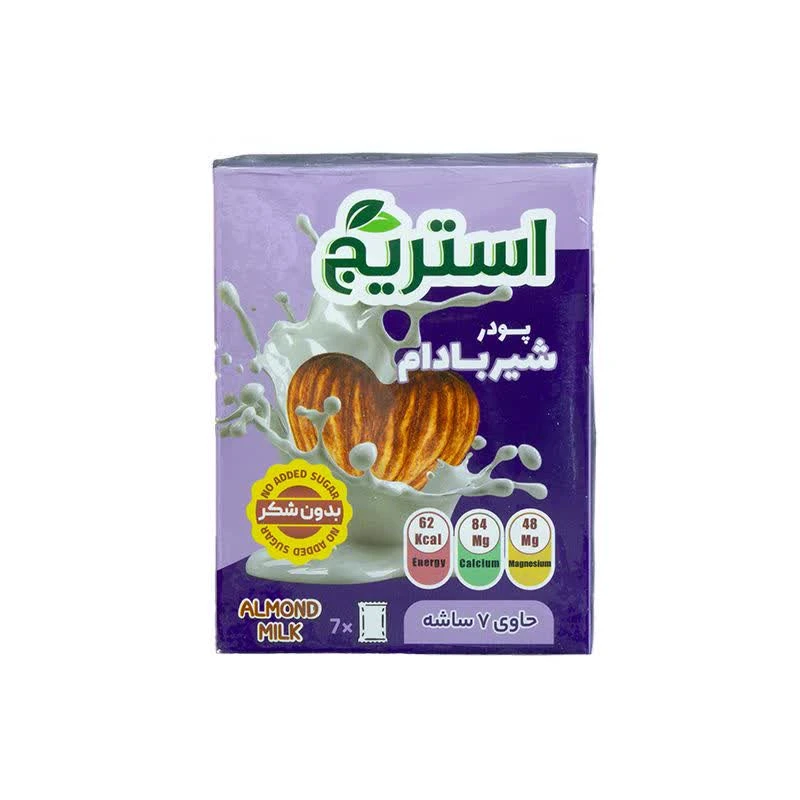 پودر شیر بادام بدون شکر با طعم ساده استریج - 140 گرم مناسب 12 ماهگی به بعد 