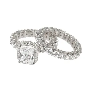 انگشتر نقره زنانه مدل جواهر مجموعه 2 عددی